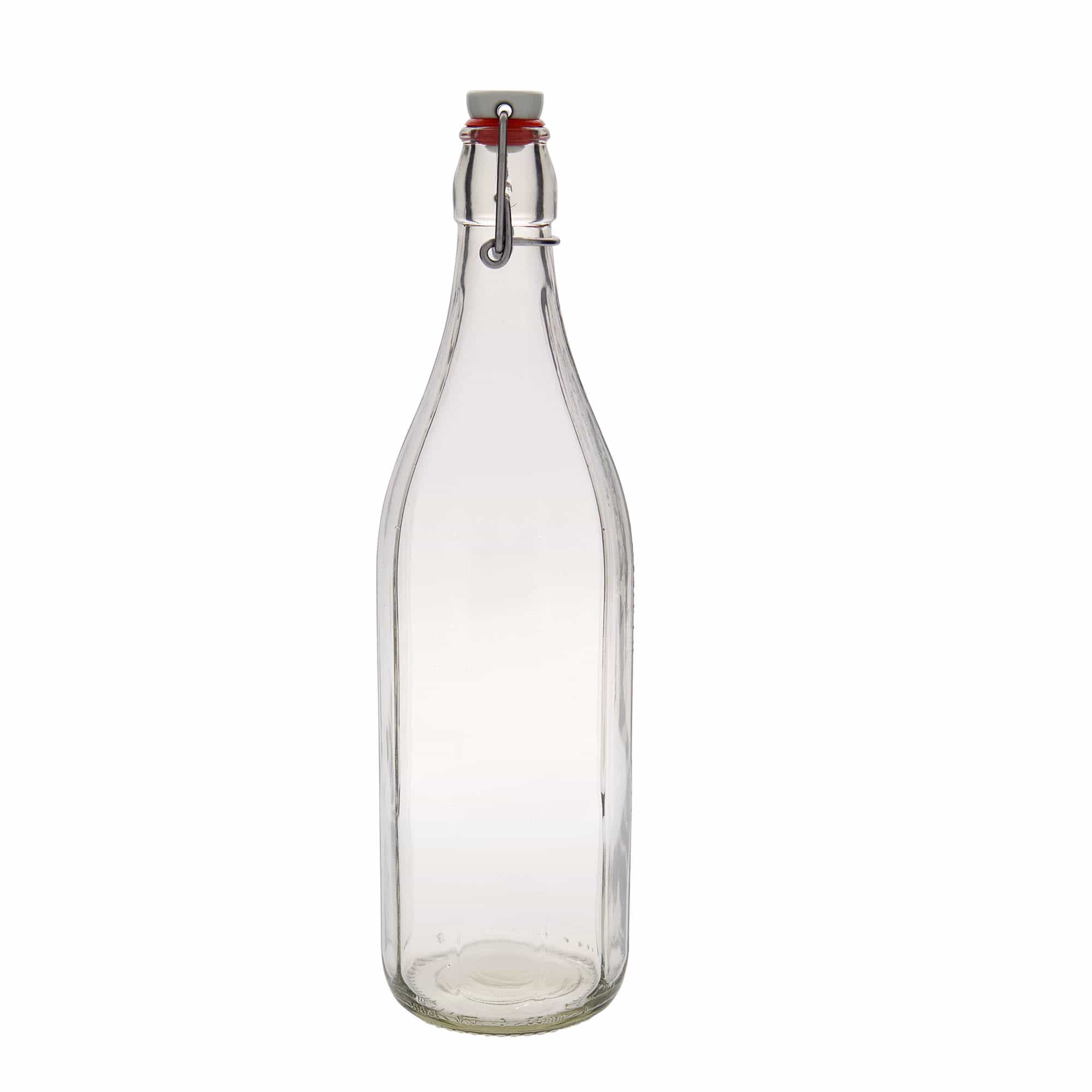 1.000 ml glazen fles 'Bravo', tienhoekig, mondstuk: beugelverschluss