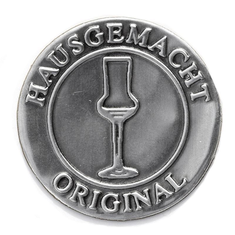 Bliketiket 'Origineel Huisgemaakt', rond, metaal, zilver