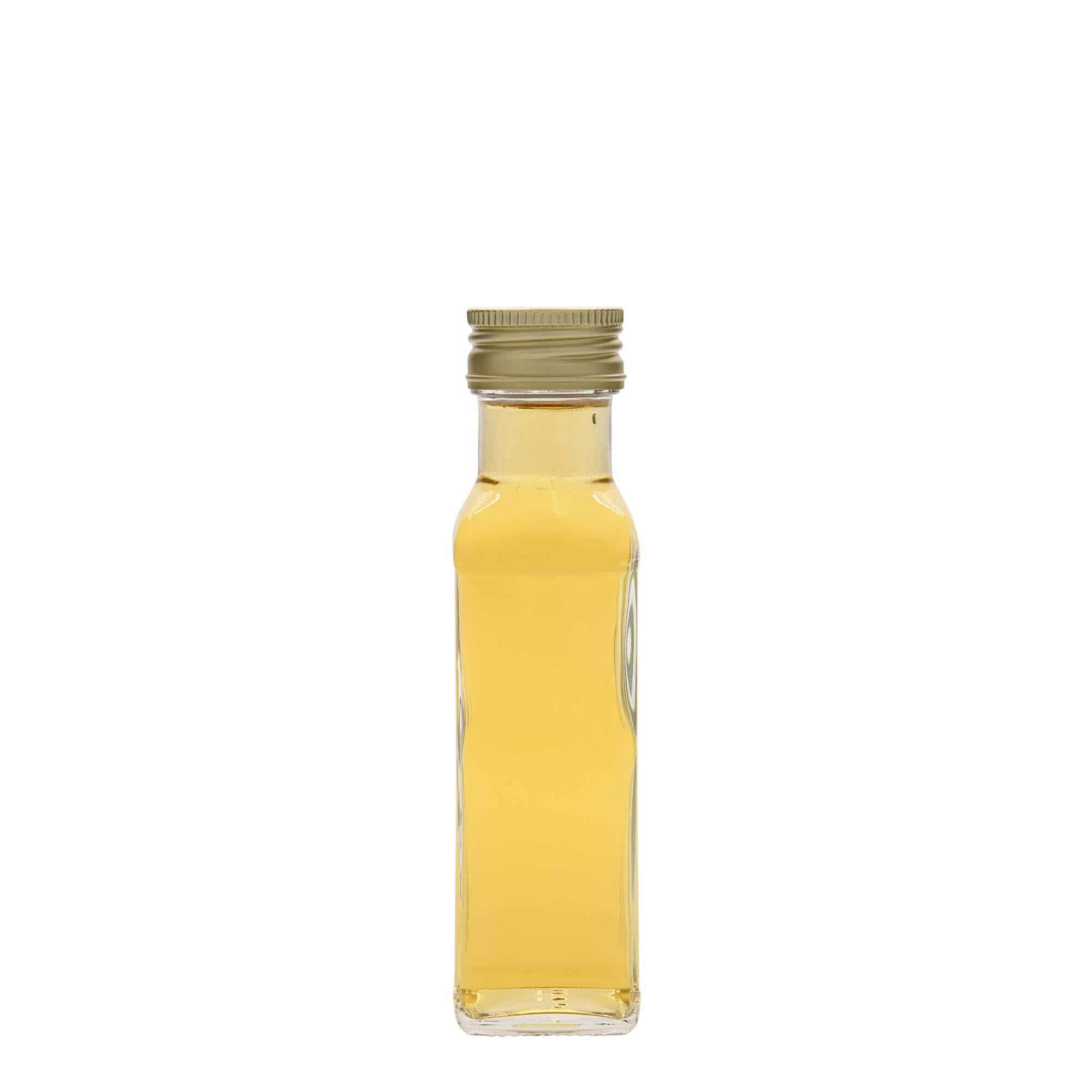 Glazen fles 'Marasca', 100 ml, vierkant, monding: PP 31,5