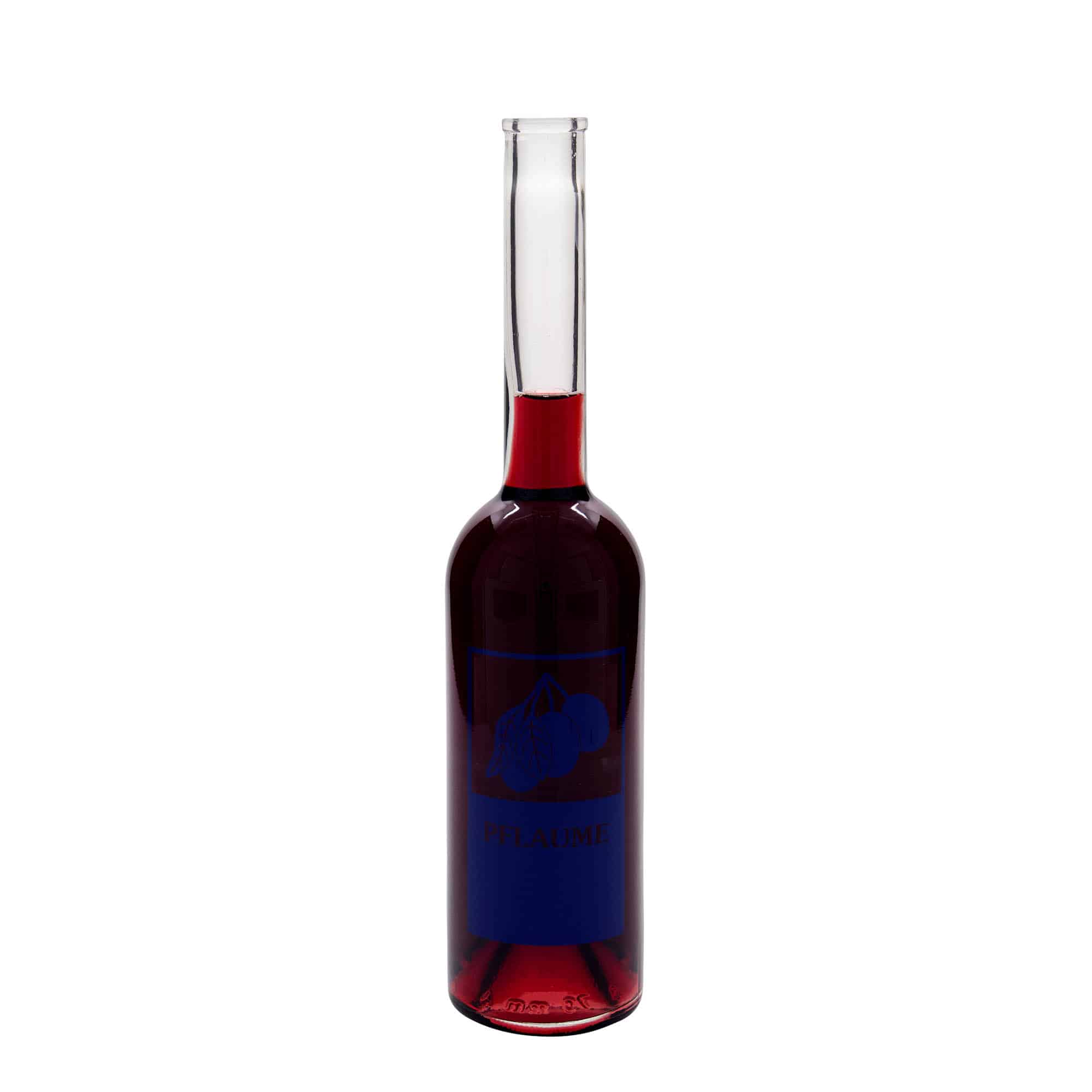 500 ml glazen fles 'Opera', motief: pruim, opening: kurk