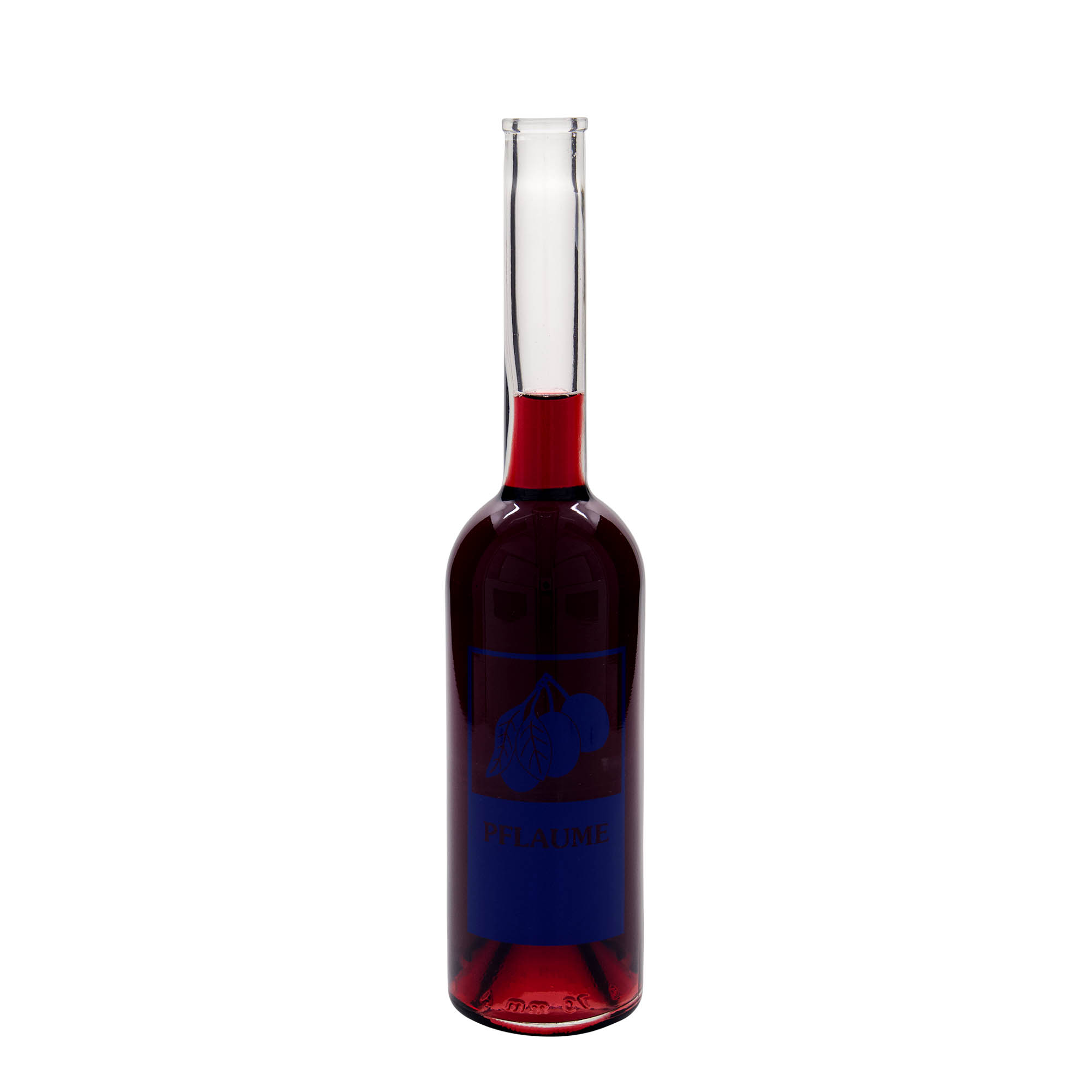 500 ml glazen fles 'Opera', motief: pruim, opening: kurk 500 ml glazen fles 'Opera', motief: pruim, opening: kurk