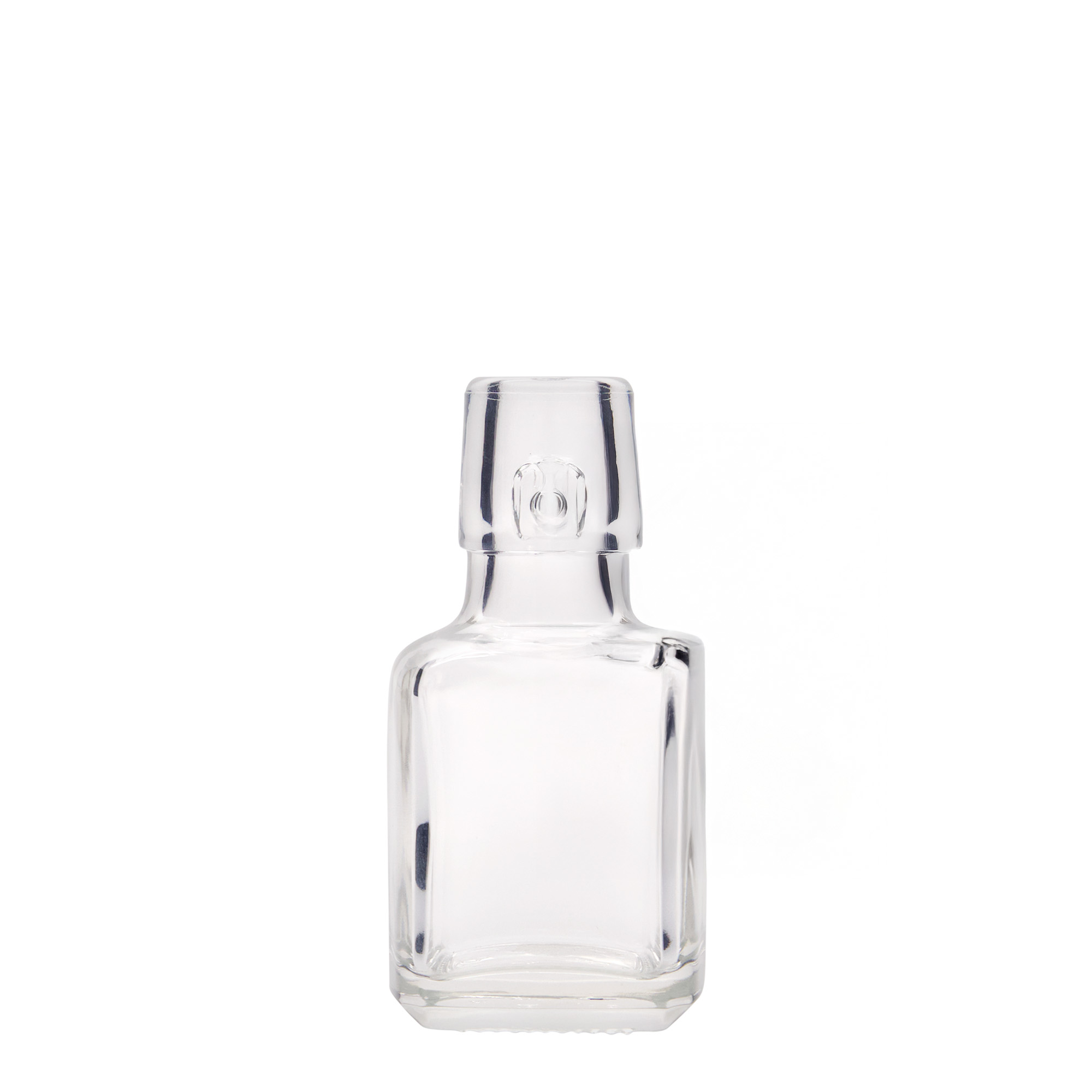 100 ml glazen fles 'Kubica', vierkant, opening: beugelverschluss