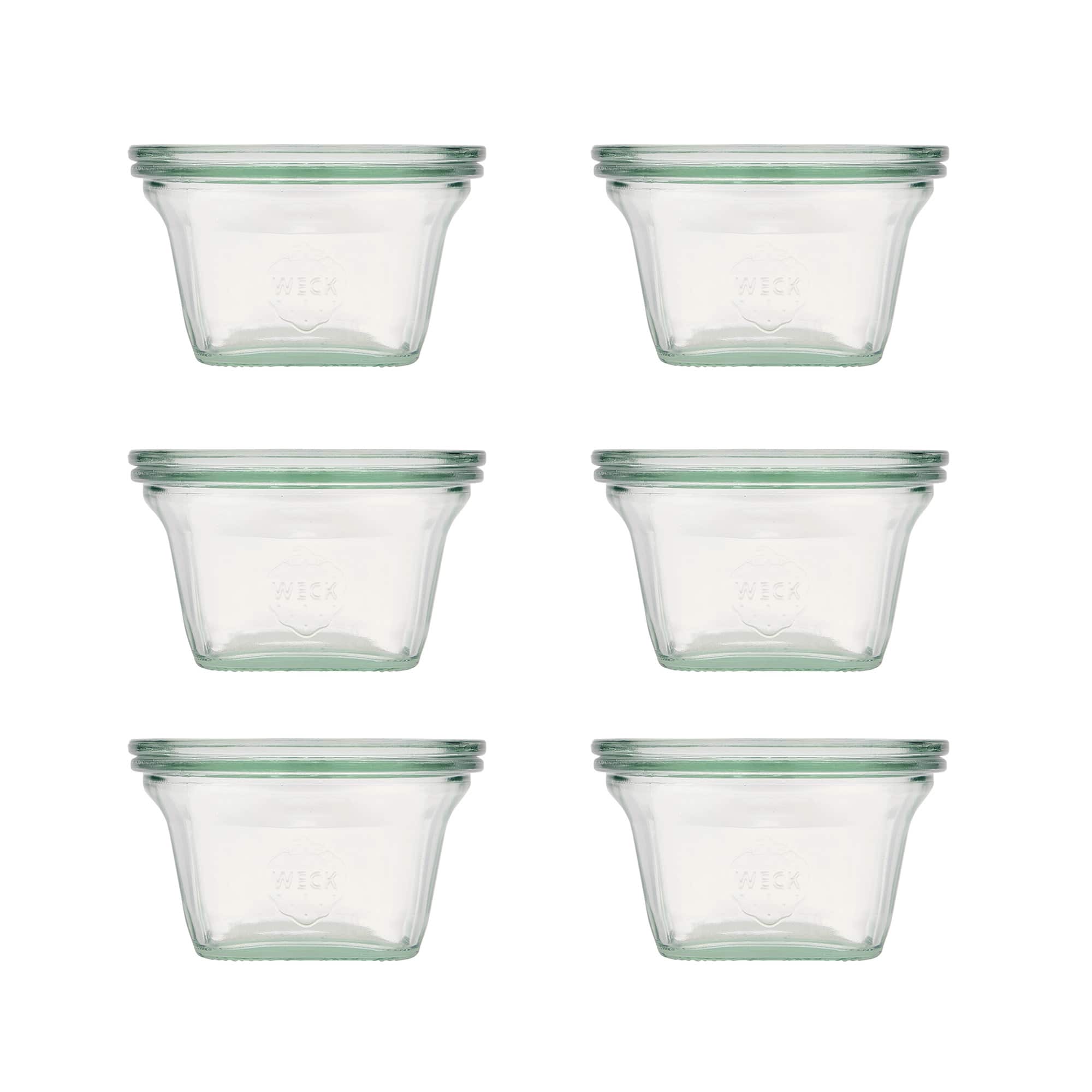 6x 290 ml WECK-Quadroglas met glazen deksel RR 100