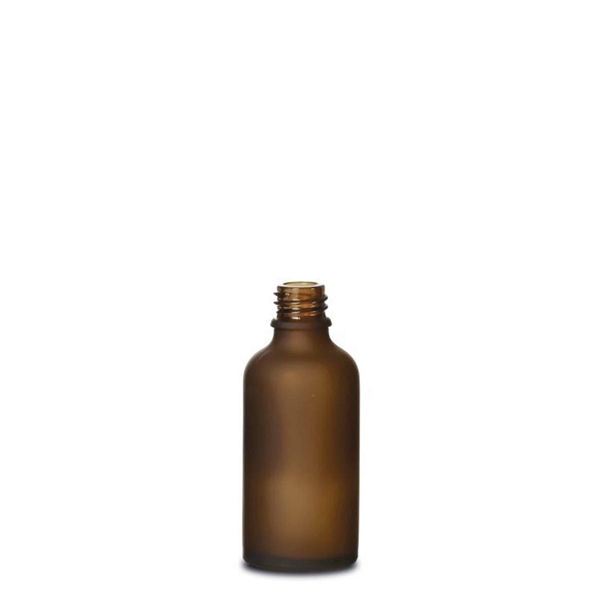 50 ml medicijnfles, glas, bruin mat, hals: DIN 18