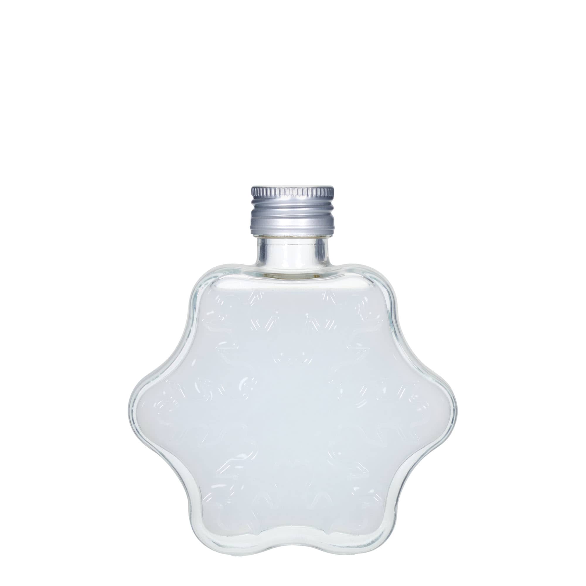200 ml glazen fles 'Sneeuwvlok', mondstuk: PP 28