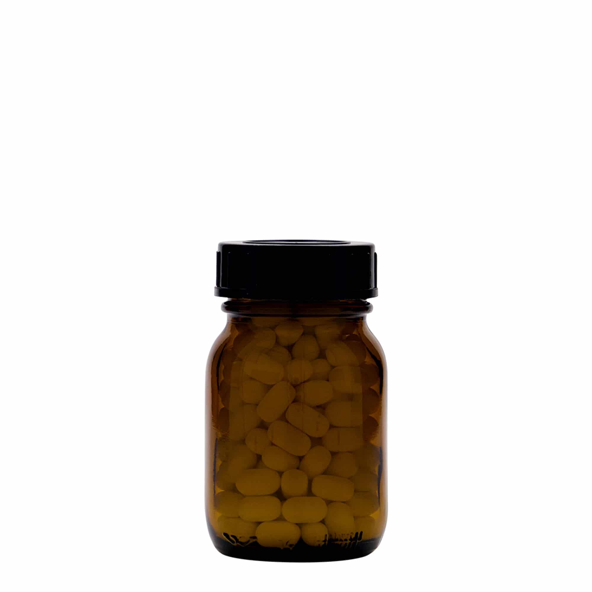 75 ml bredehalsglas, bruin, opening: DIN 40