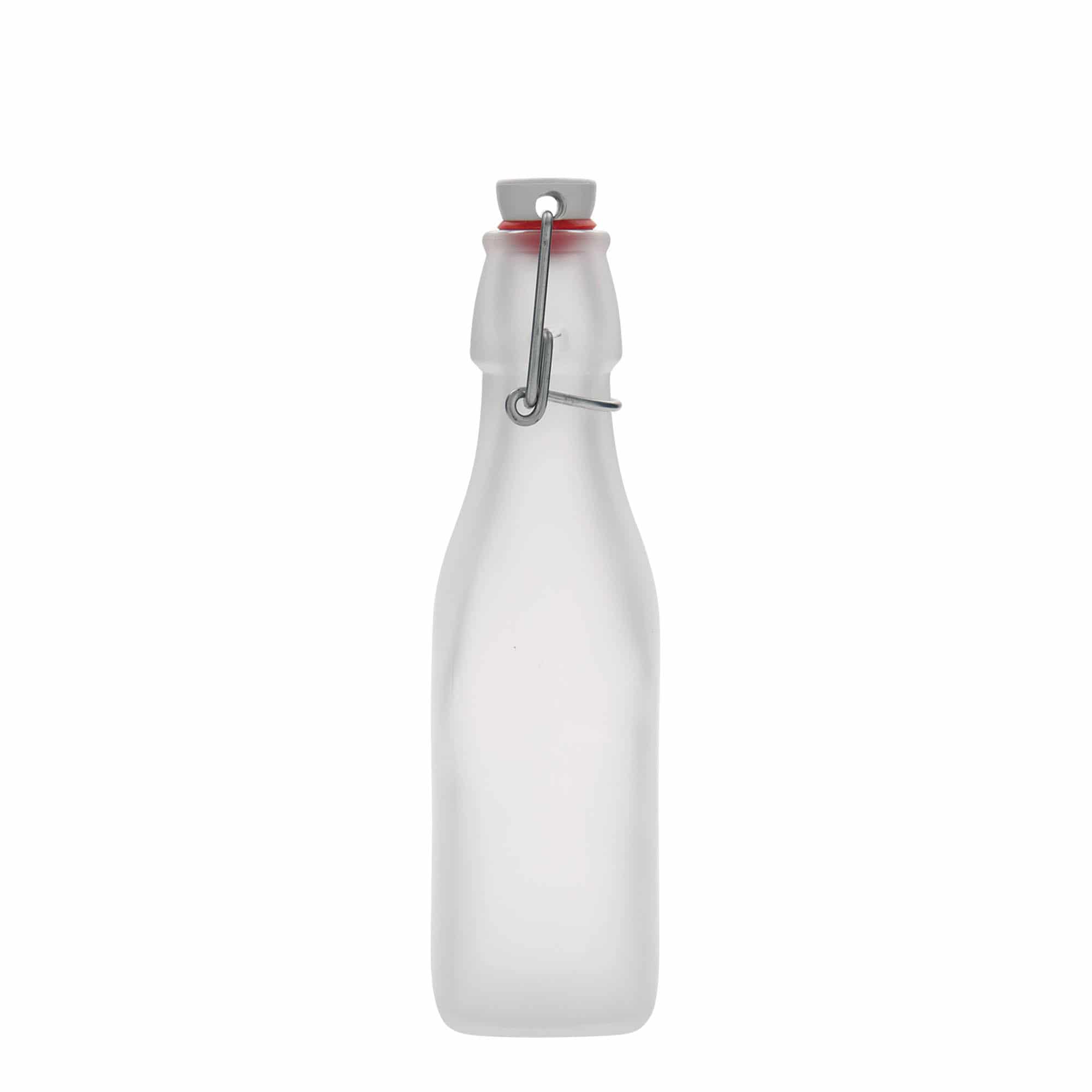 Glazen fles 'Swing', 250 ml, vierkant, wit, monding: beugelsluiting
