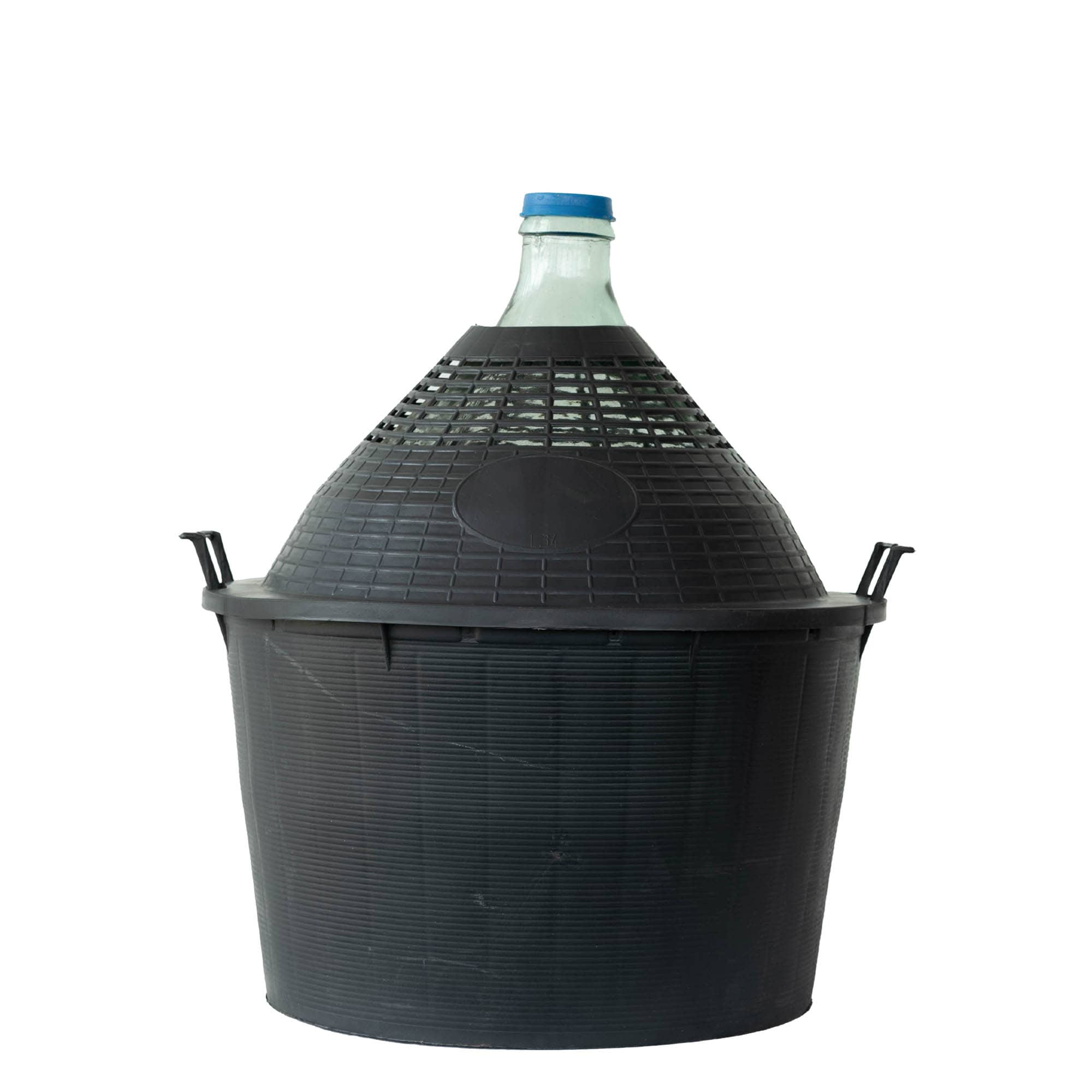 34 l ballonfles met smalle hals, glas, opening: opzetdeksel