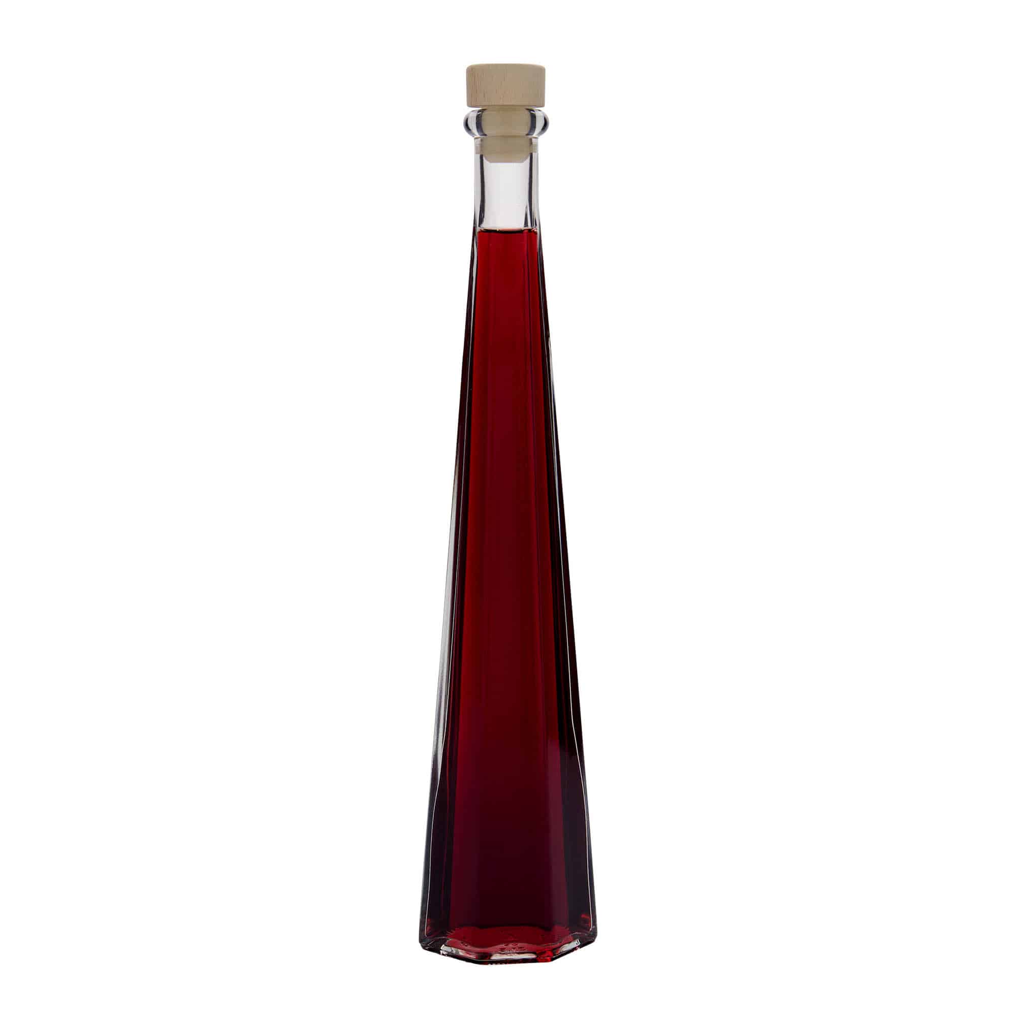 200 ml glazen fles 'Dama Sexta', zeshoekig, hals: kurk
