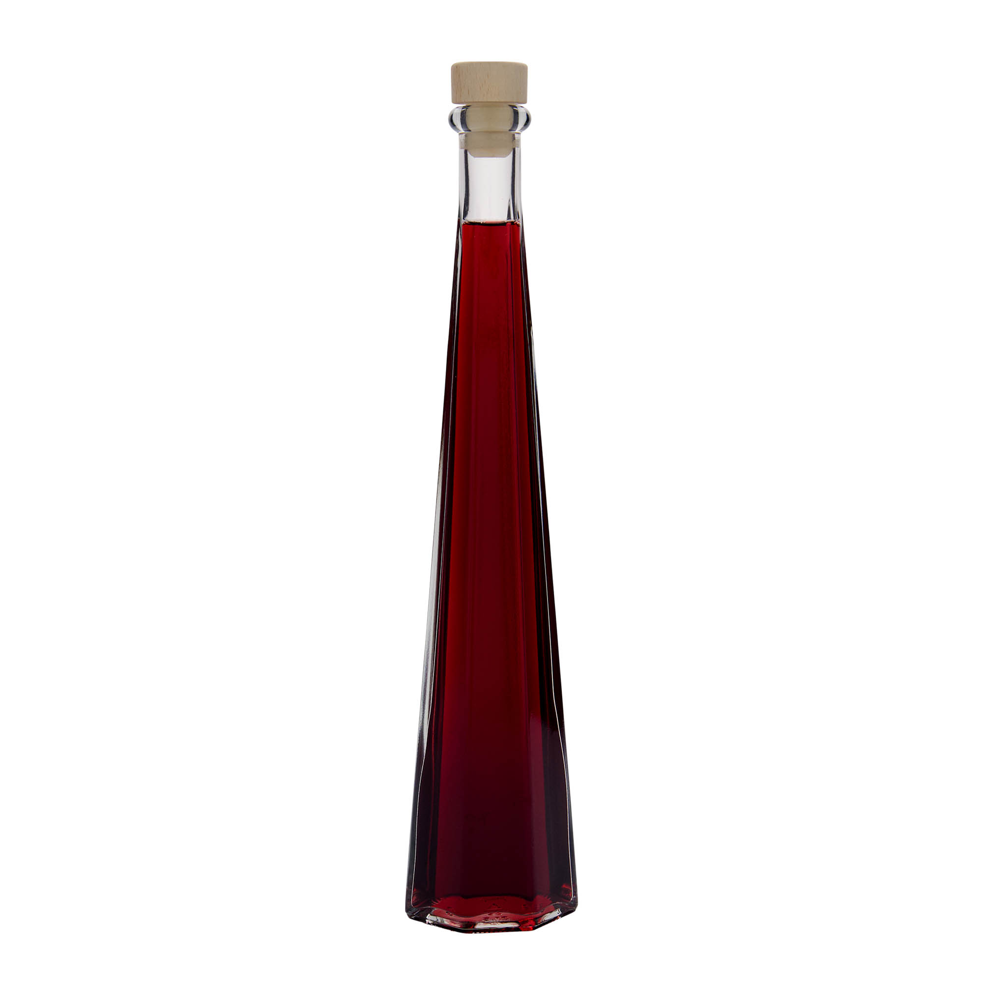 200 ml glazen fles 'Dama Sexta', zeshoekig, hals: kurk