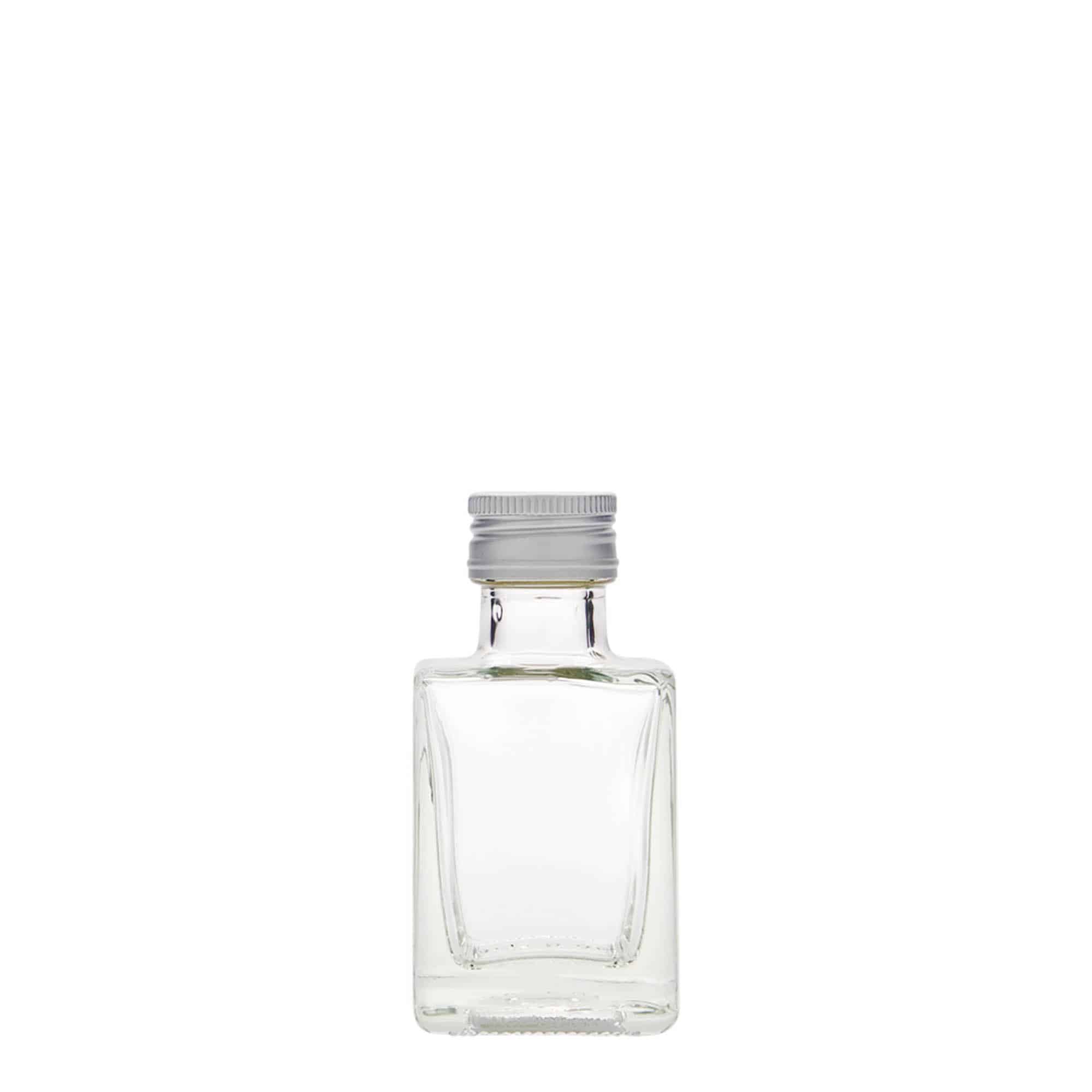 Glazen fles 'Cube', 50 ml, vierkant, monding: PP 24