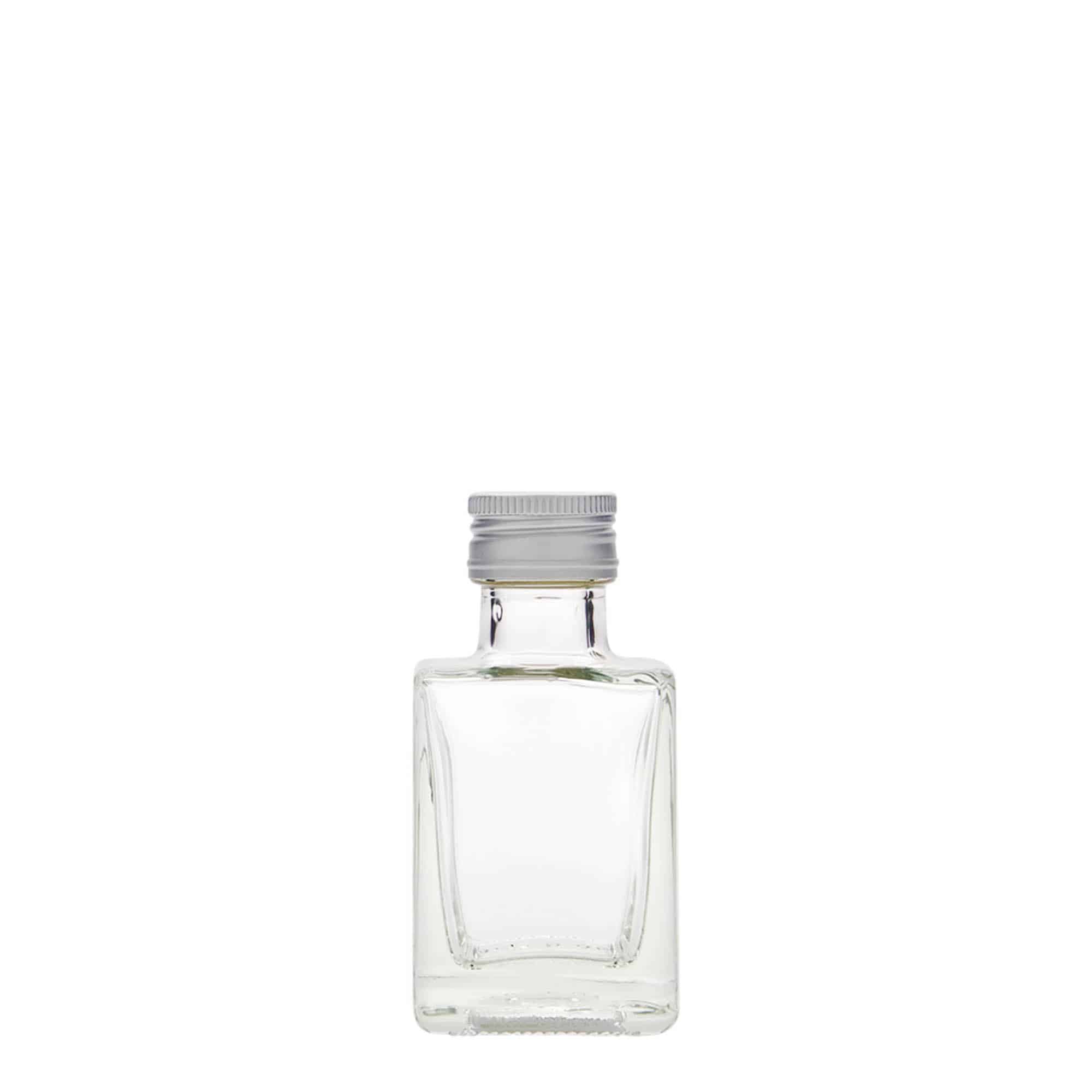 50 ml glazen fles 'Cube', vierkant, monding: PP 24 50 ml glazen fles 'Cube', vierkant, monding: PP 24