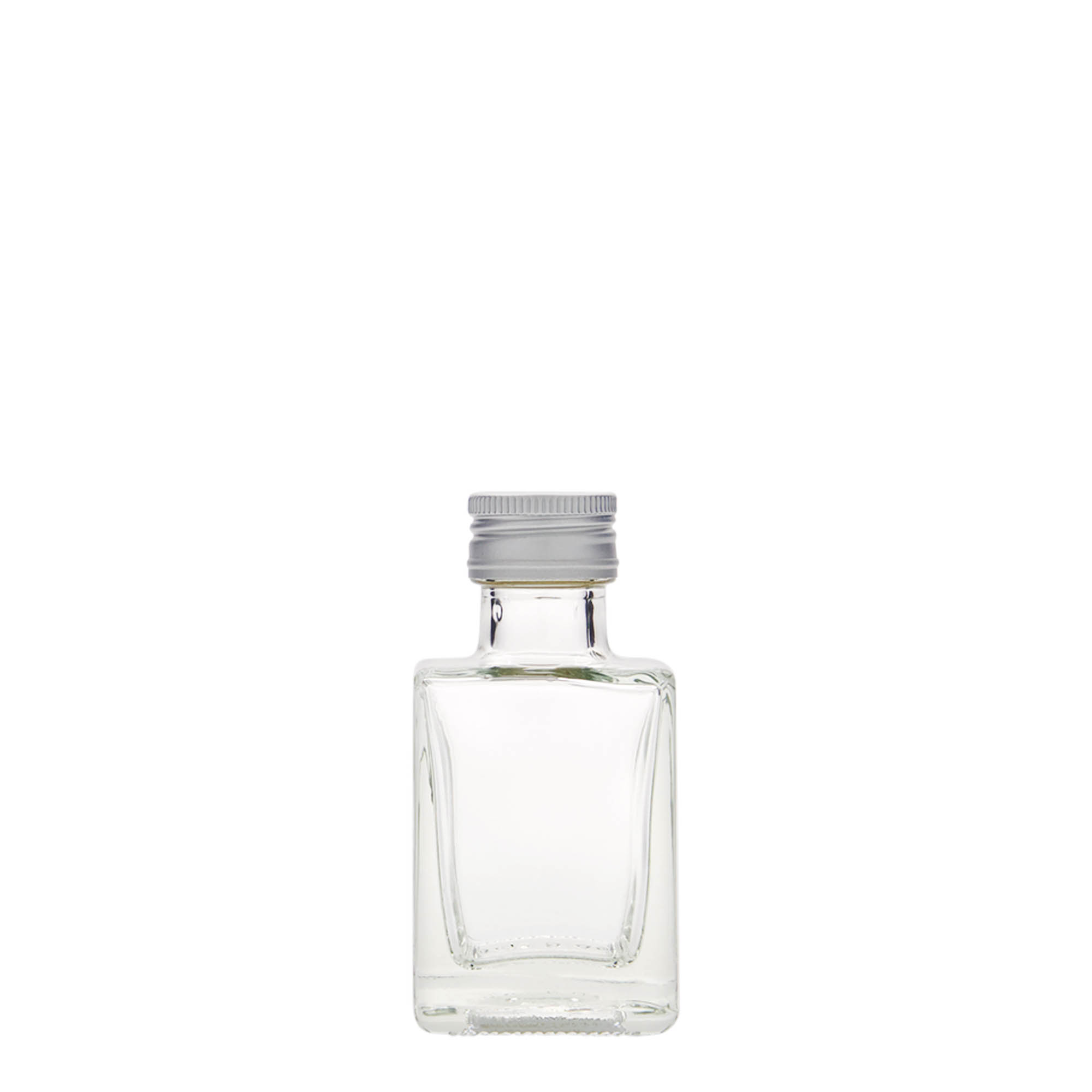 50 ml glazen fles 'Cube', vierkant, monding: PP 24 50 ml glazen fles 'Cube', vierkant, monding: PP 24