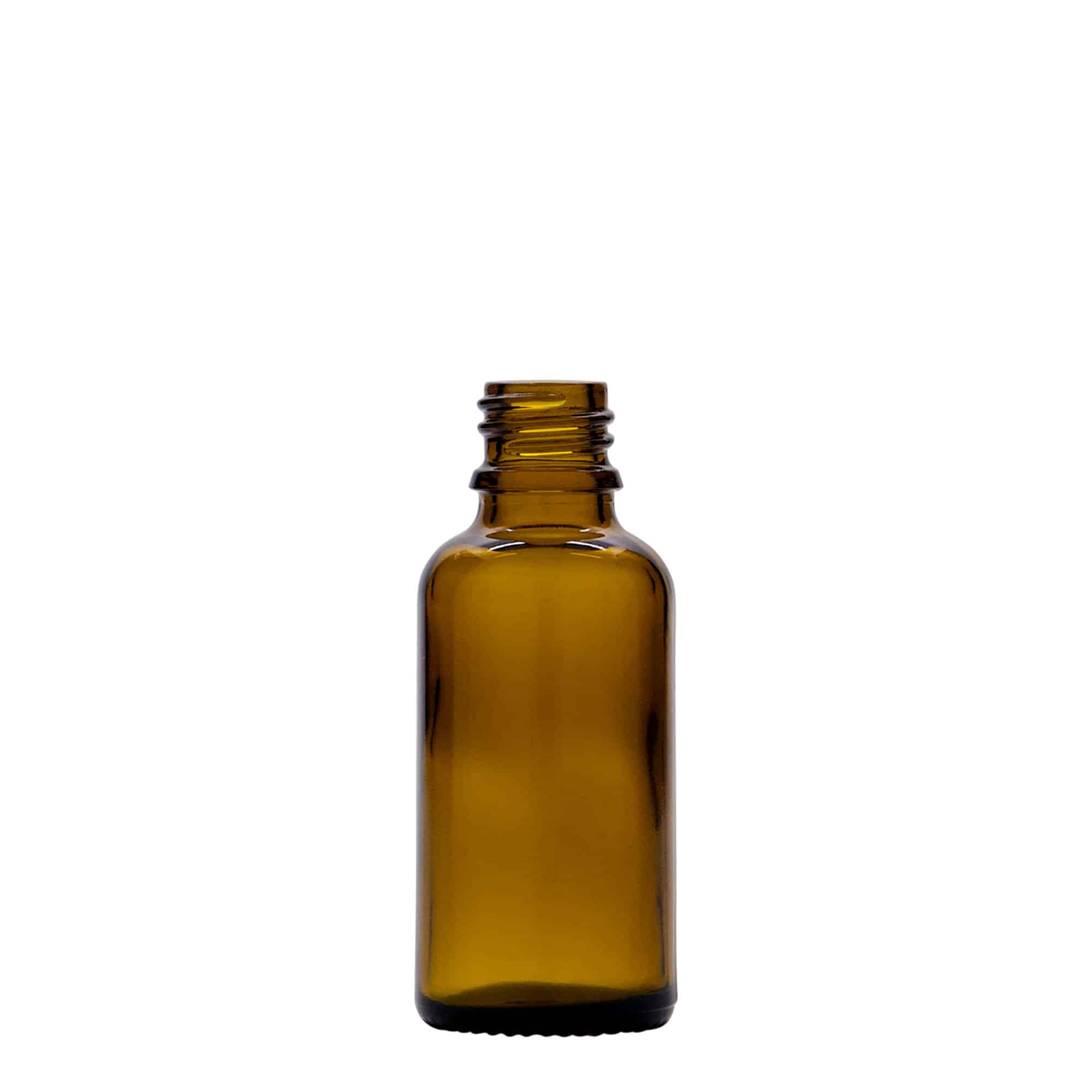 30 ml medicijnflesje met lotionpomp, glas, bruin, opening: DIN 18