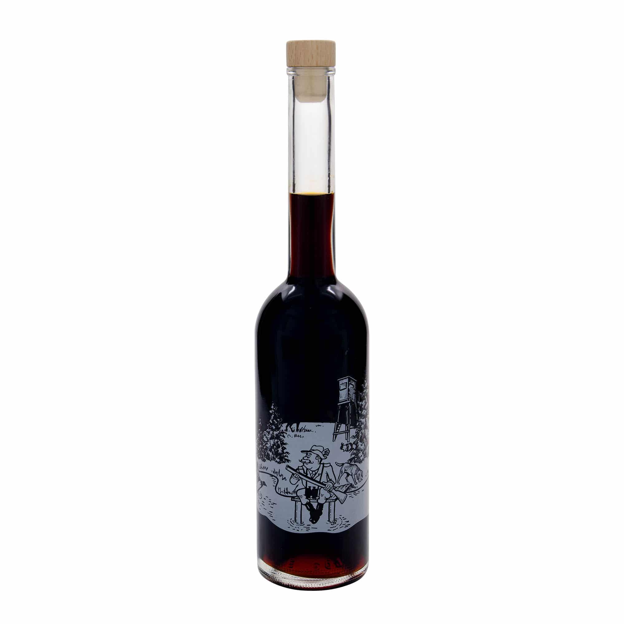 Glazen fles 'Opera', 500 ml, motief: Jager, monding: kurk