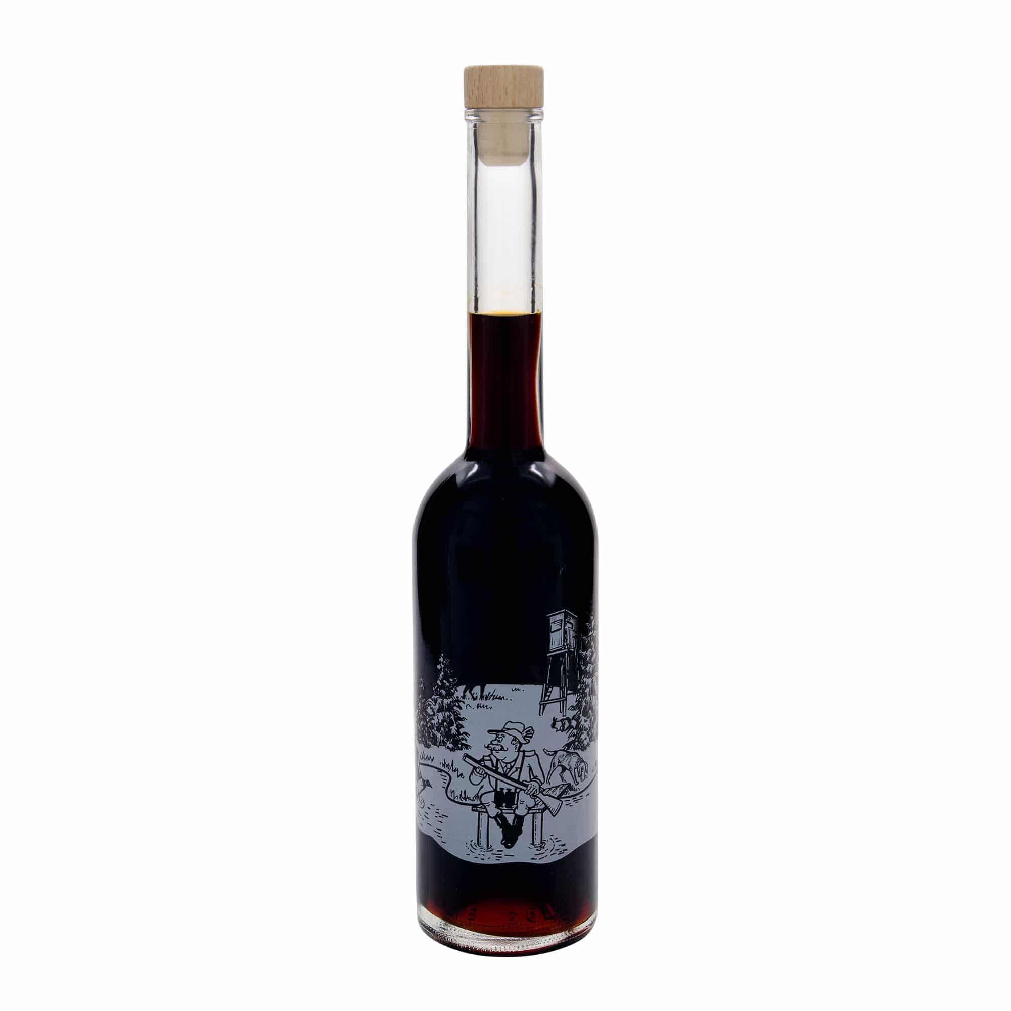 500 ml glazen fles 'Opera', motief: jager, opening: kurk