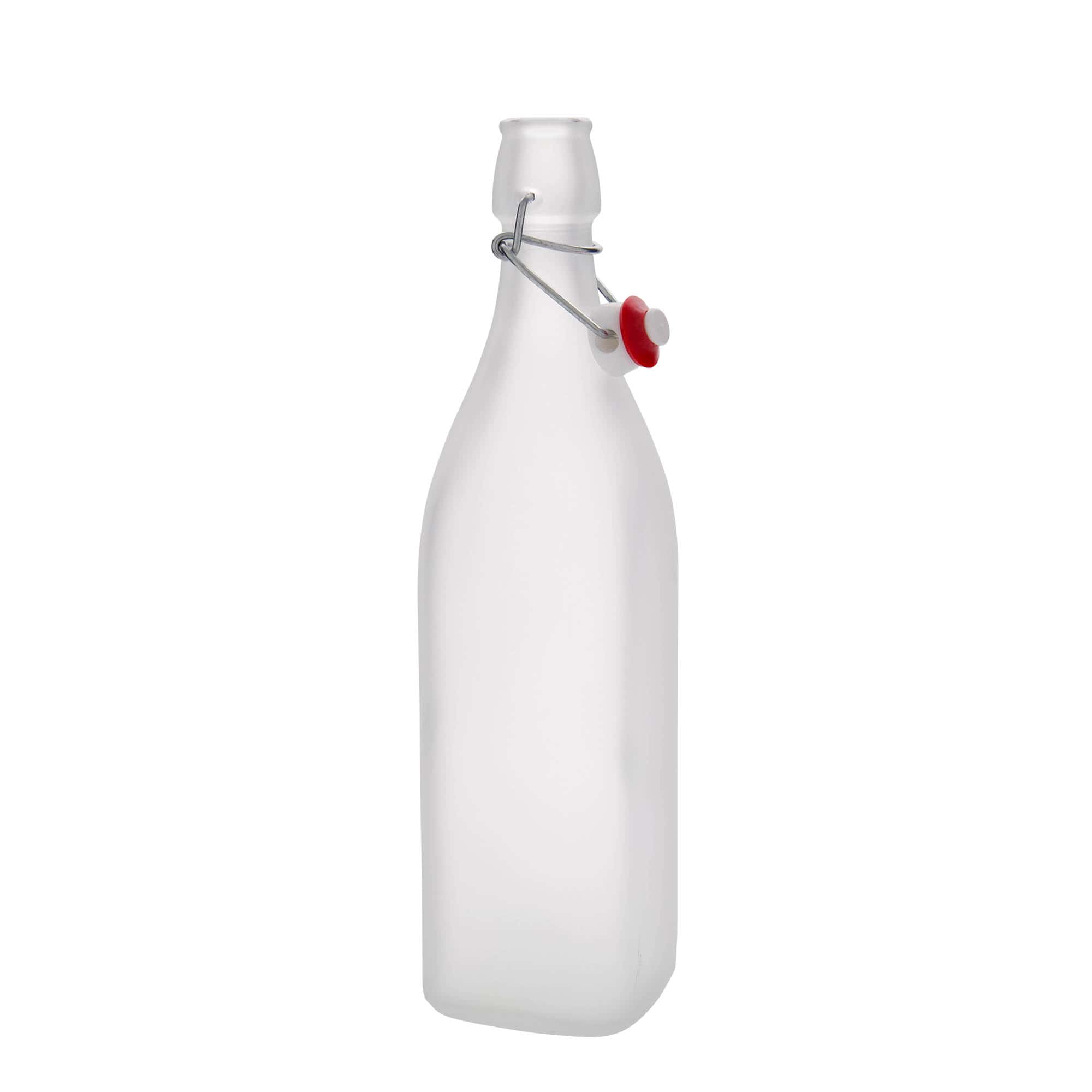 1.000 ml glazen fles 'Swing, vierkant, geëtst, opening: beugelsluiting'