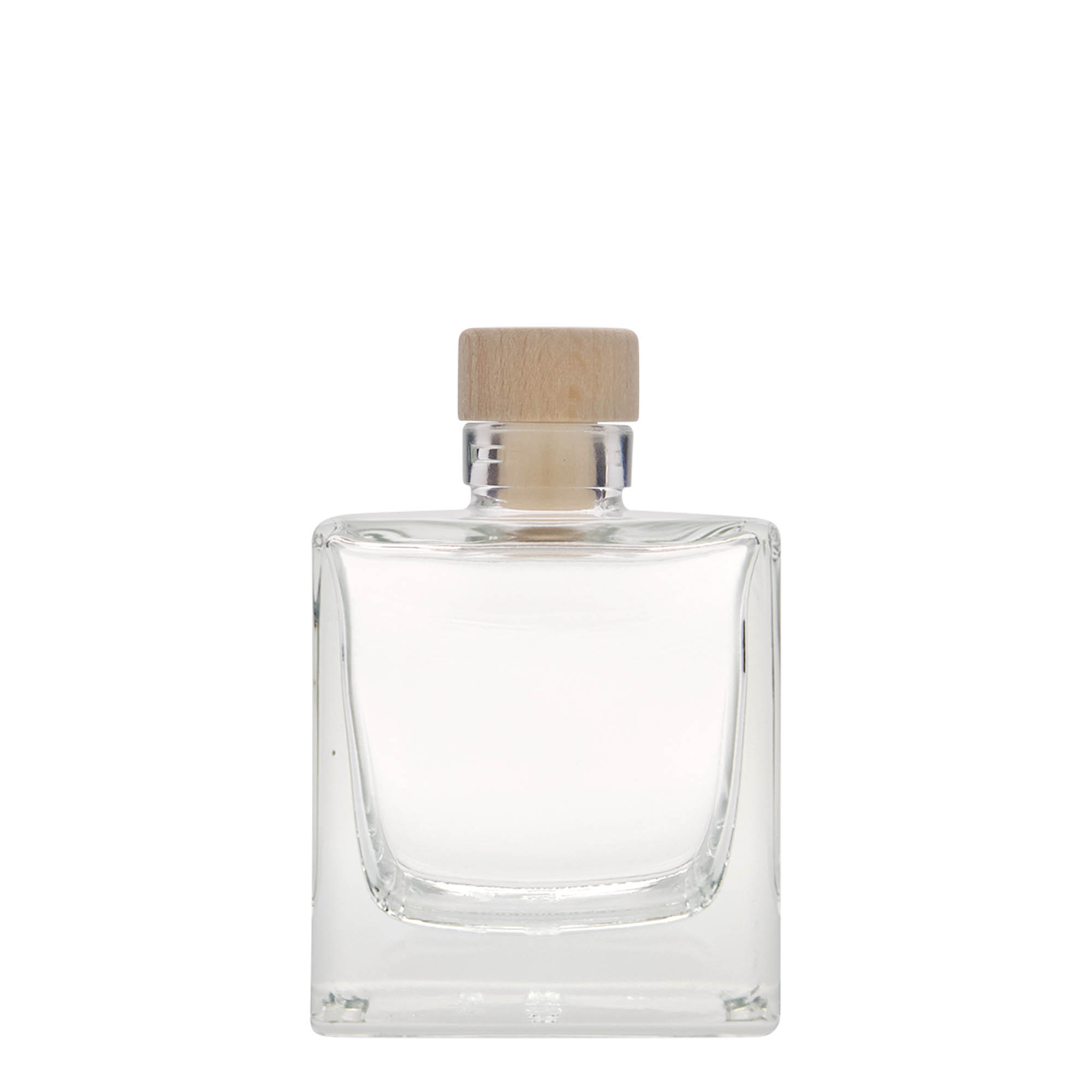 200 ml glazen fles 'Cube', vierkant, opening: kurk