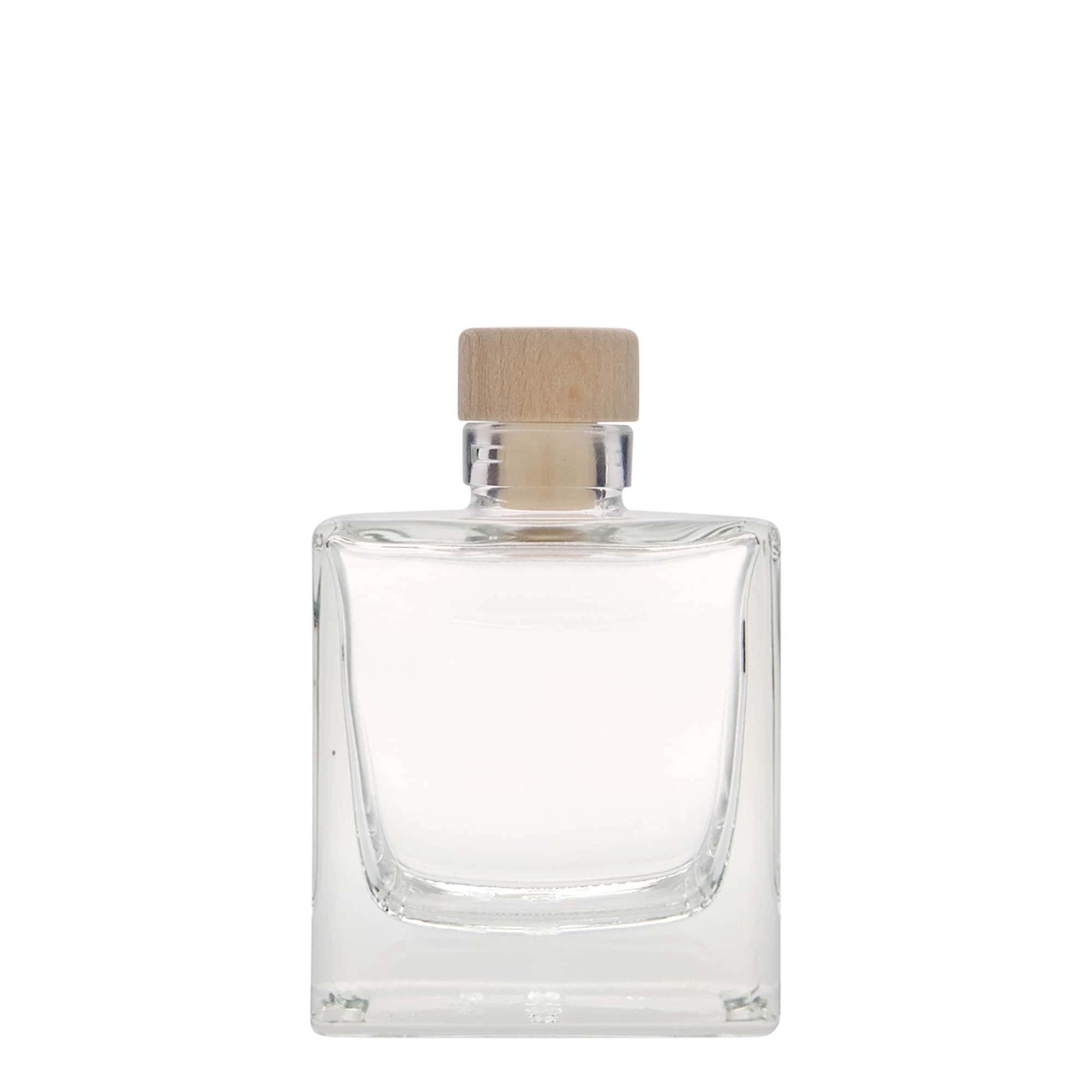 200 ml glazen fles 'Cube', vierkant, opening: kurk