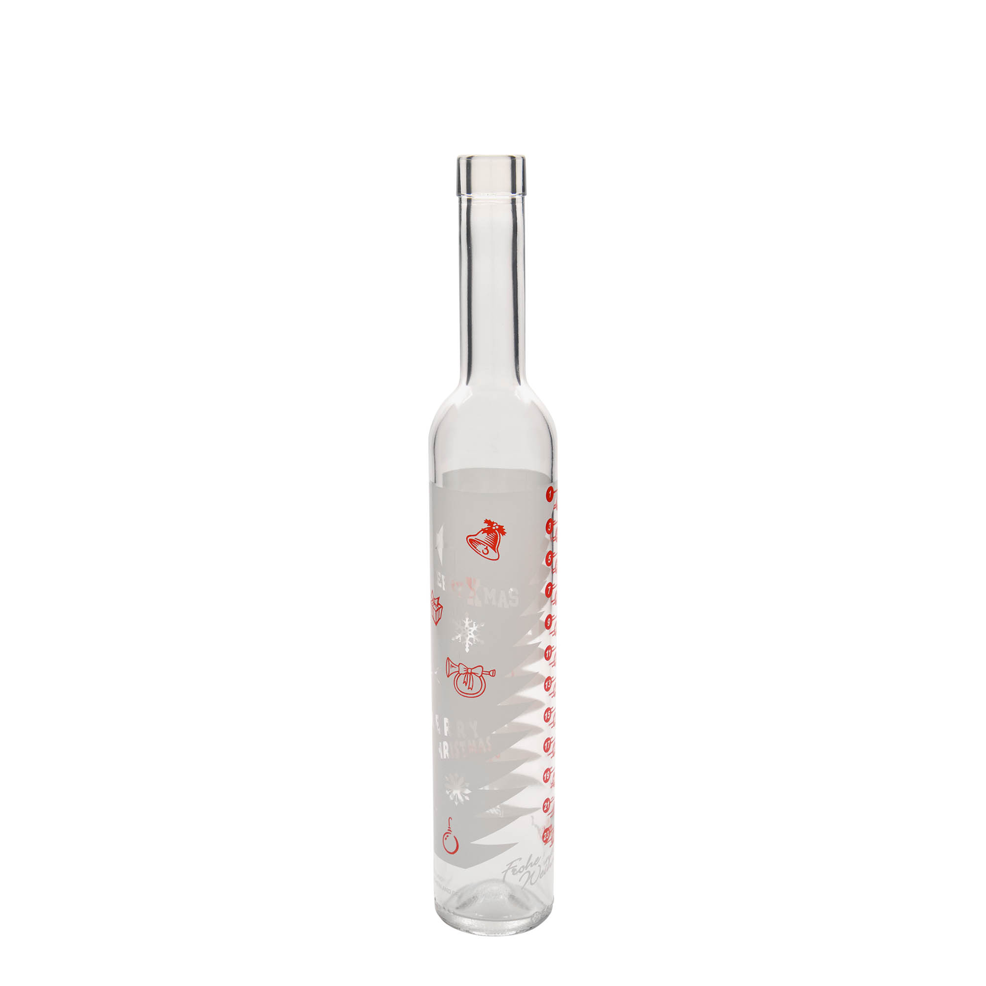 500 ml glazen fles Maximo bedrukt 'Adventskalender', opening: kurk