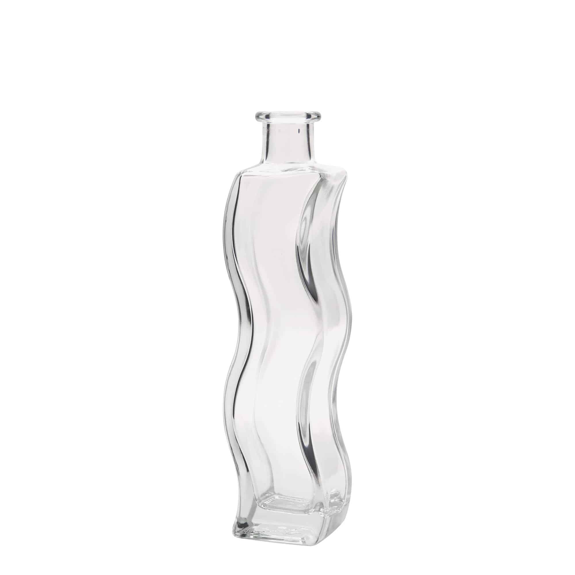 200 ml glazen fles 'Welle', vierkant, opening: kurk 200 ml glazen fles 'Welle', vierkant, opening: kurk