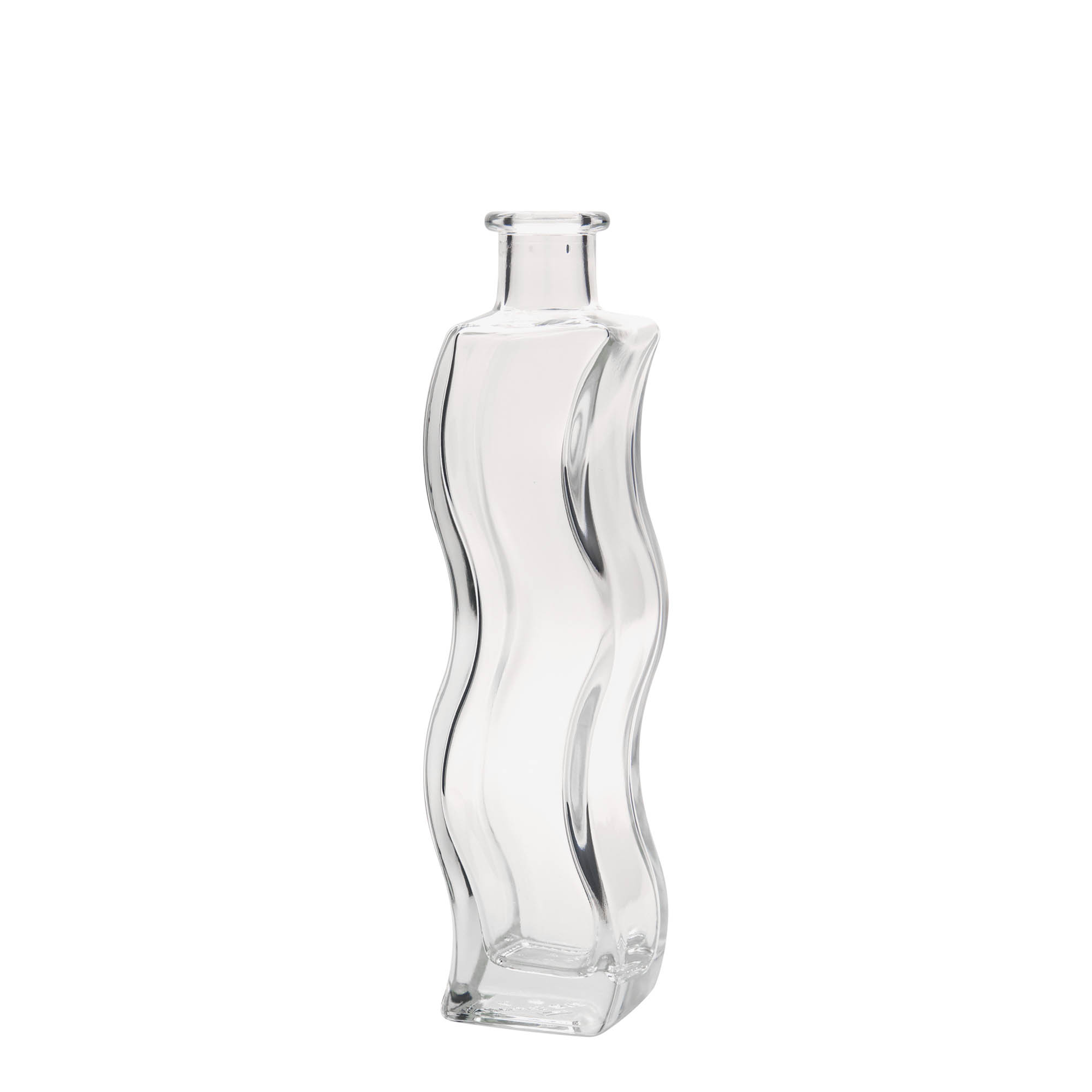 200 ml glazen fles 'Welle', vierkant, opening: kurk 200 ml glazen fles 'Welle', vierkant, opening: kurk