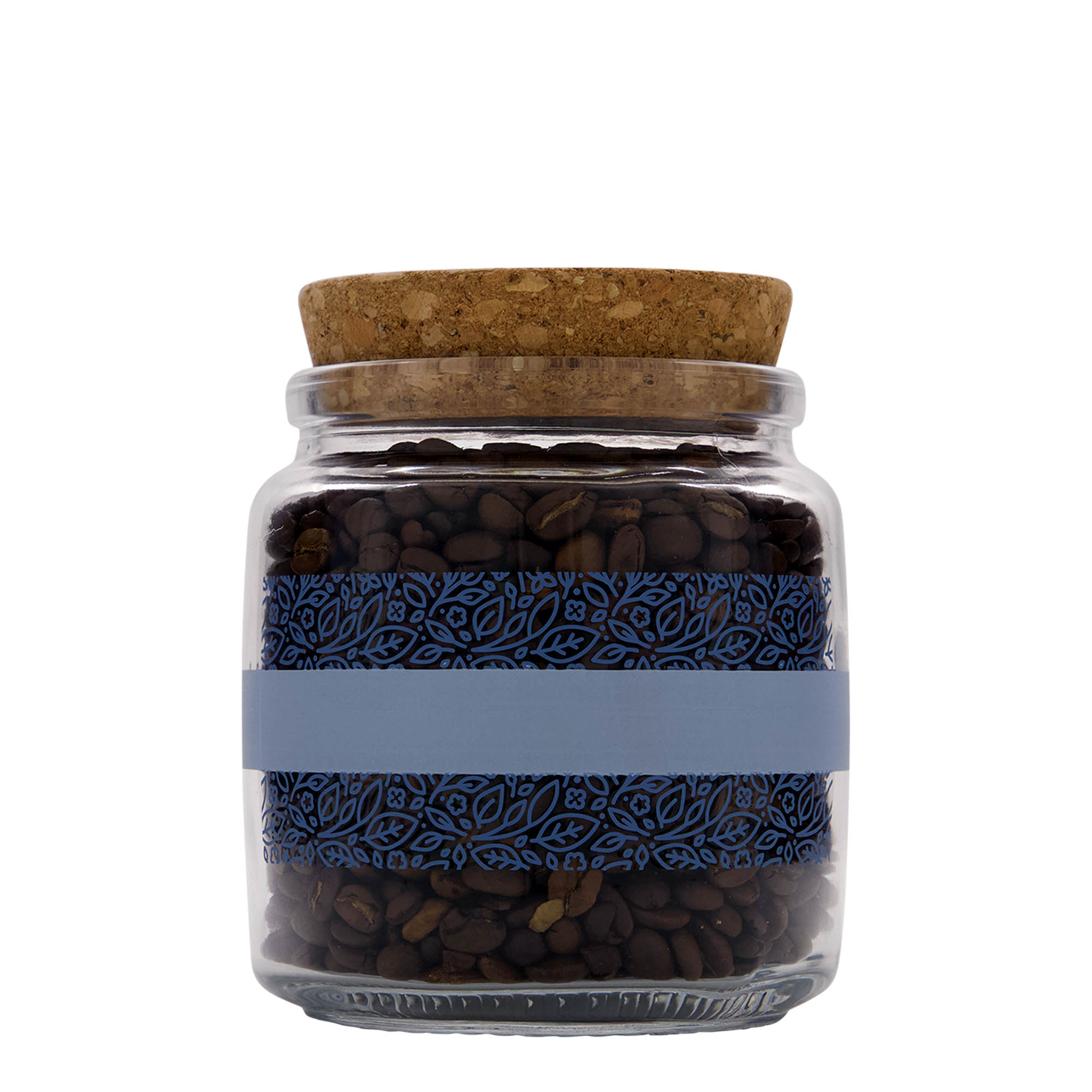 750 ml kurkglas 'Giara', motief: Naturalmente blu, mondstuk: kurk
