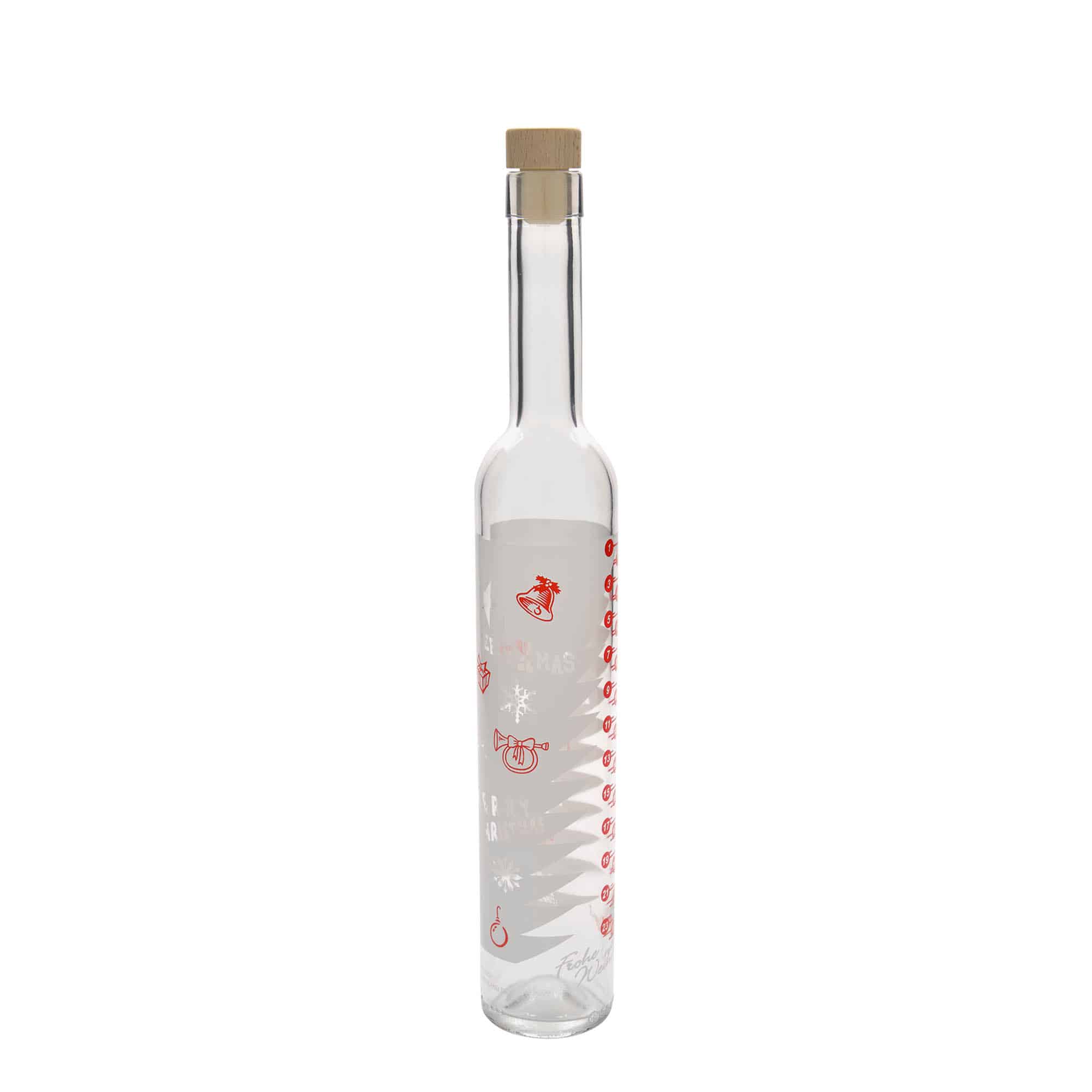 Glazen fles Maximo bedrukt 'Adventskalender', 500 ml, monding: kurk