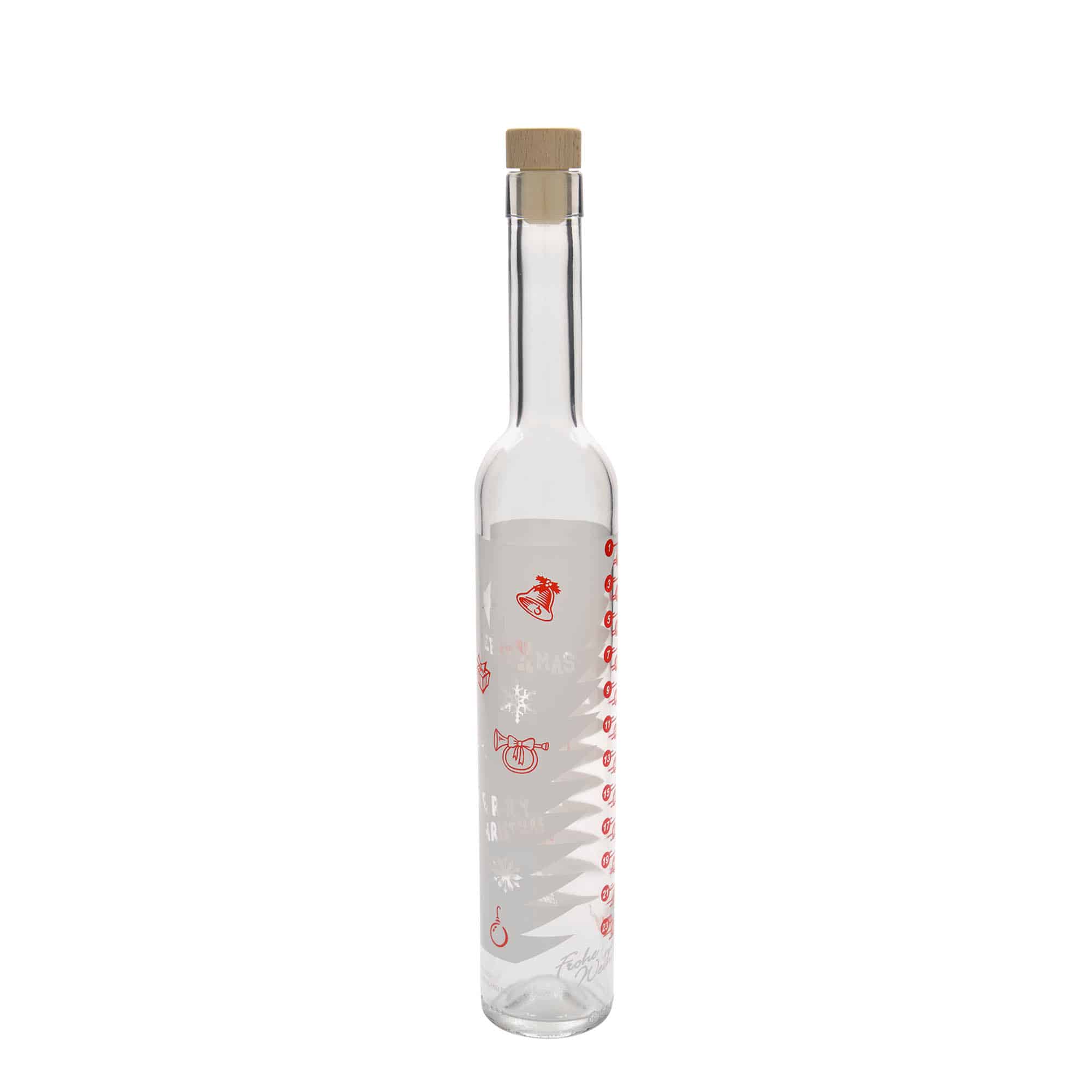 500 ml glazen fles Maximo bedrukt 'Adventskalender', opening: kurk