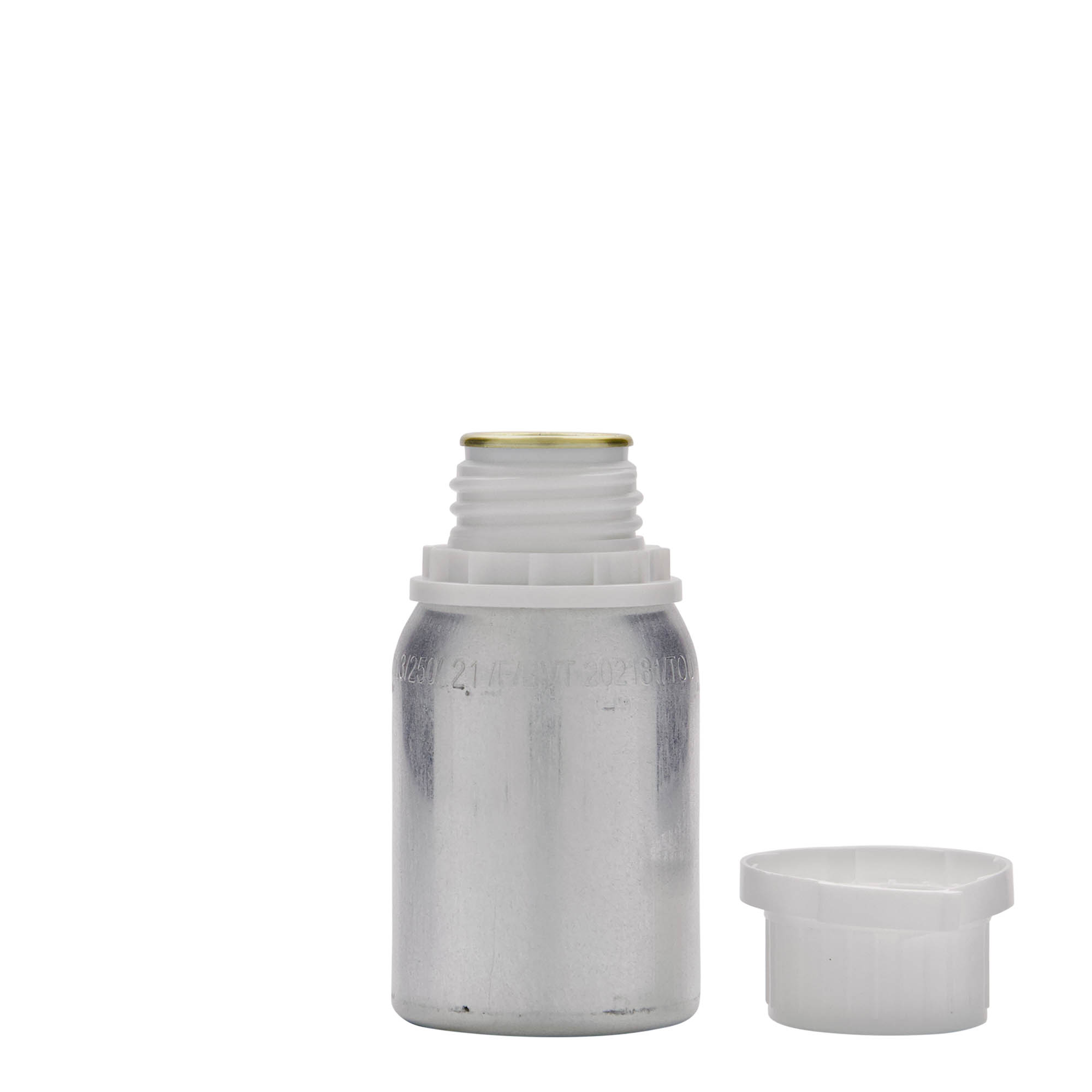125 ml aluminiumfles, metaal, zilver, opening: DIN 32 125 ml aluminiumfles, metaal, zilver, opening: DIN 32
