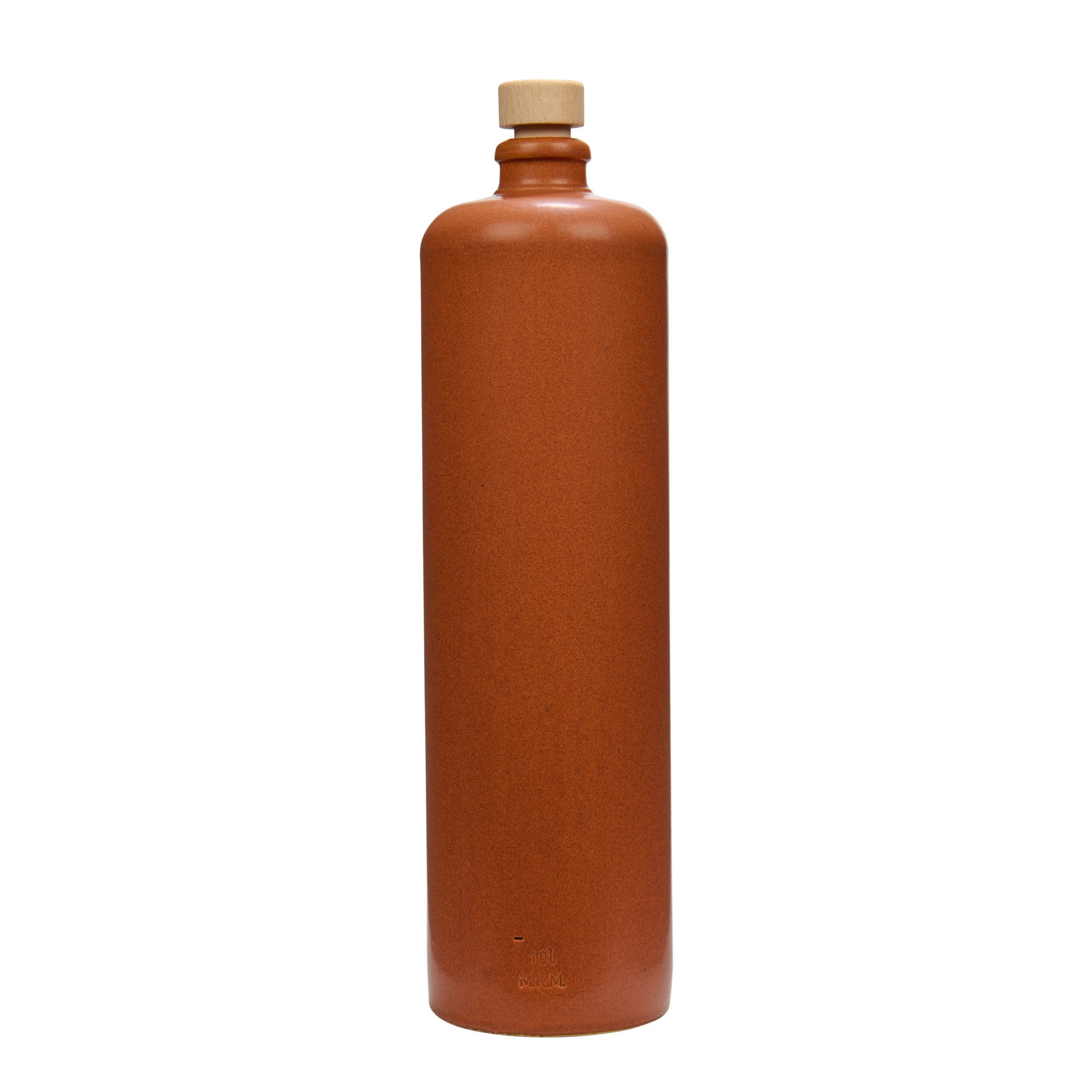 1.000 ml Tonkruik, steengoed, rood-bruin, opening: kurk