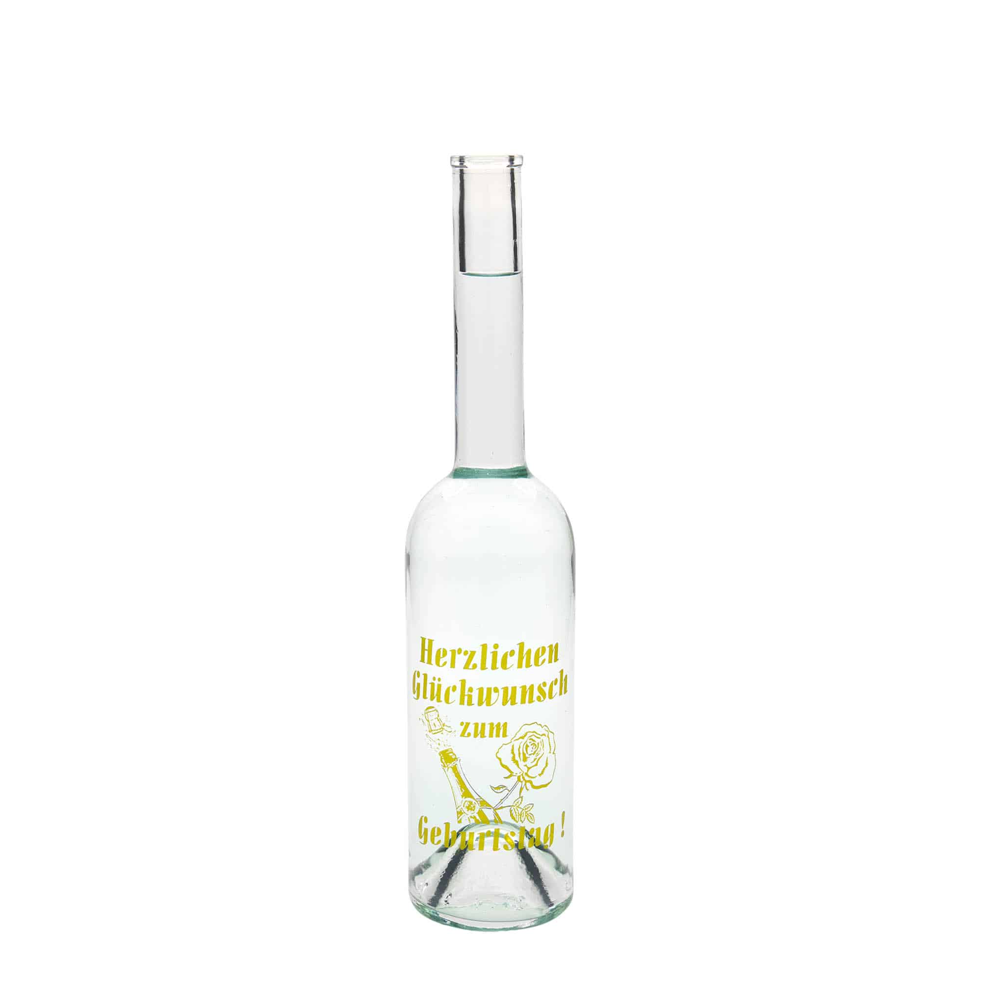 Glazen fles Maximo bedrukt 'Carnaval', 500 ml, monding: kurk