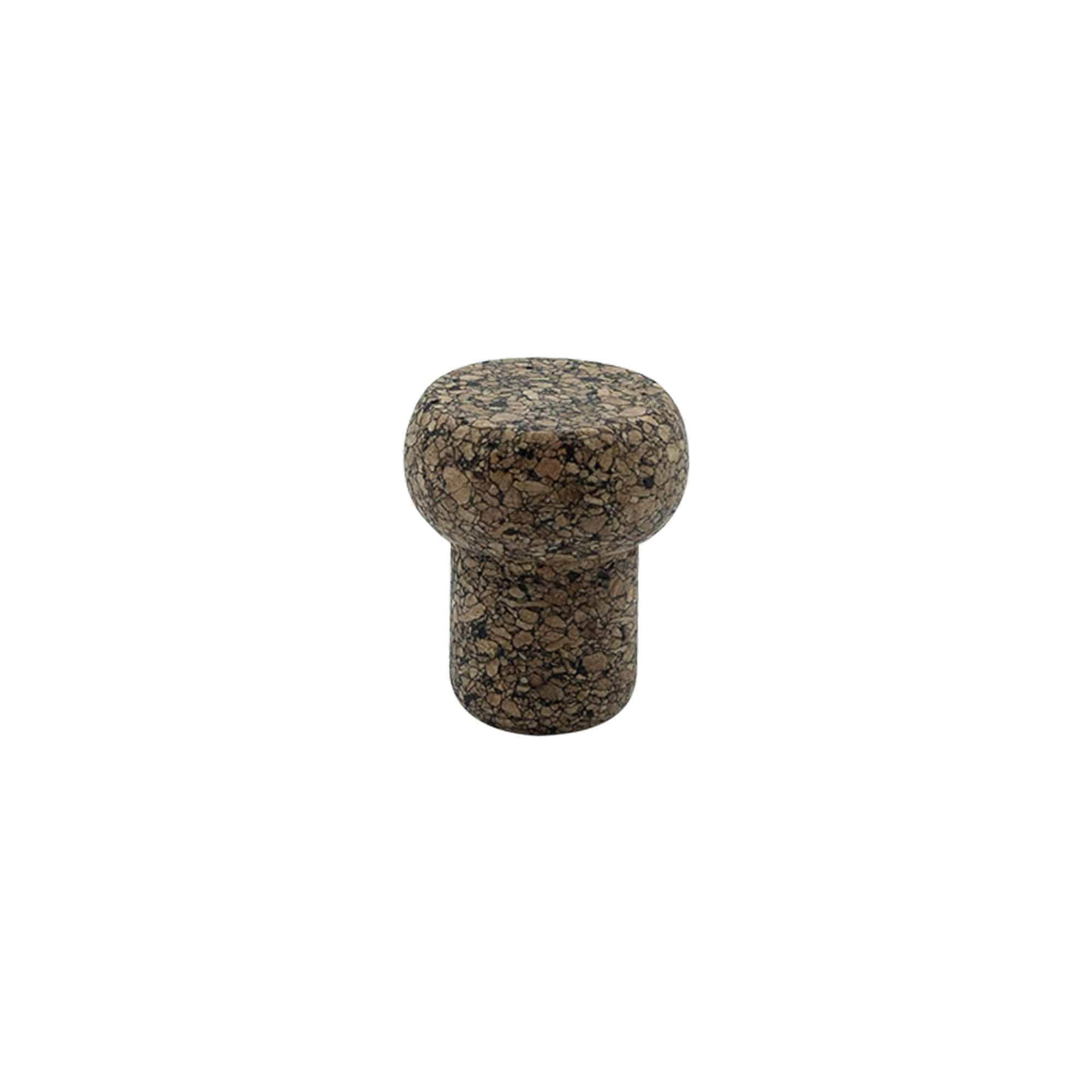 Handvatkurk 'Barrel' 19,5 mm, Corkcoal, voor monding: kurk