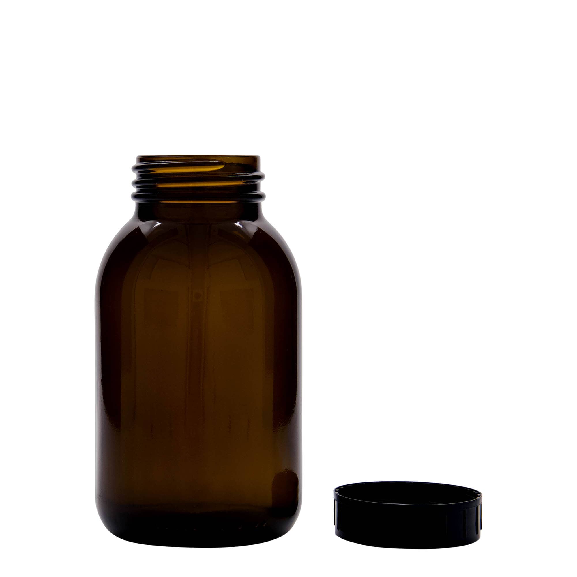 500 ml wijde hals glas, bruin, opening: DIN 55