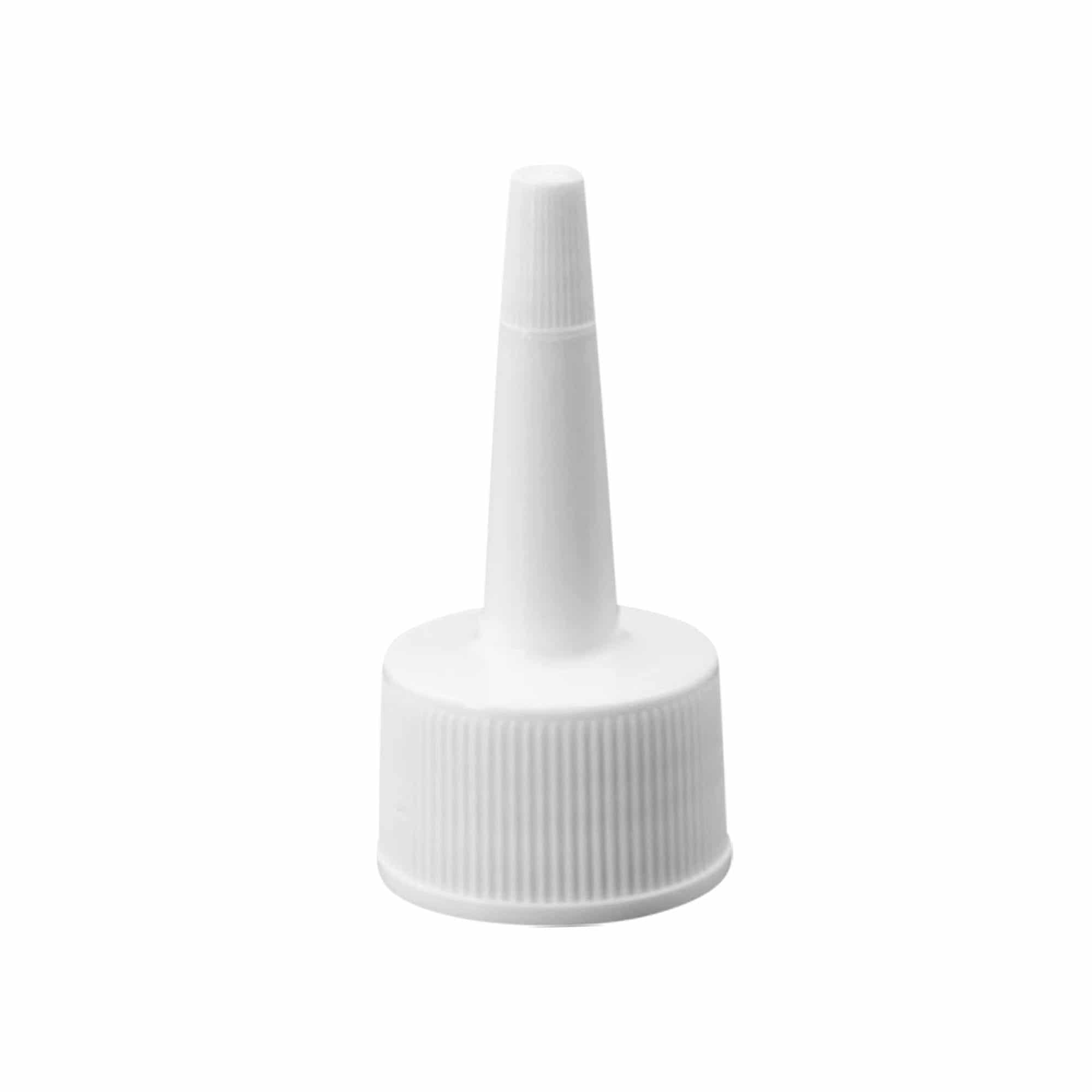 Schroefdop met applicator, PP-kunststof, wit, voor opening: 24/410