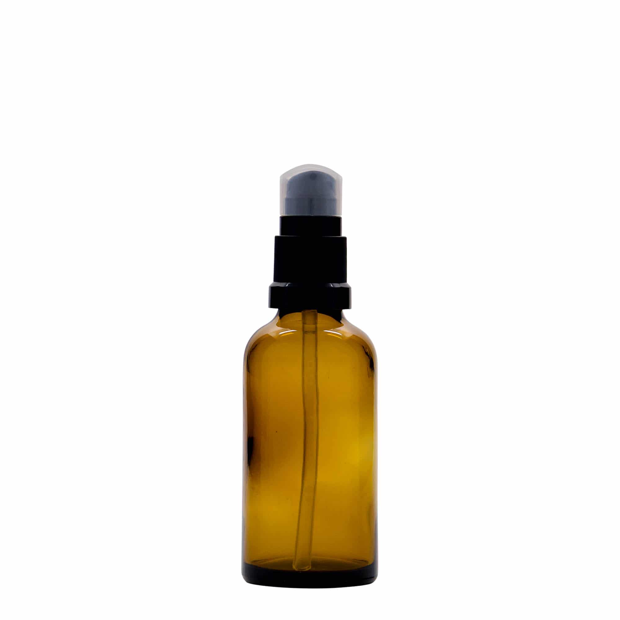 Medicijnfles met lotionpomp, 50 ml, glas, bruin, monding: DIN 18 Medicijnfles met lotionpomp, 50 ml, glas, bruin, monding: DIN 18
